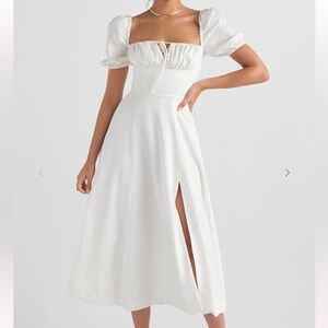 No Brand White Puff Sleeve Maxi Sundress